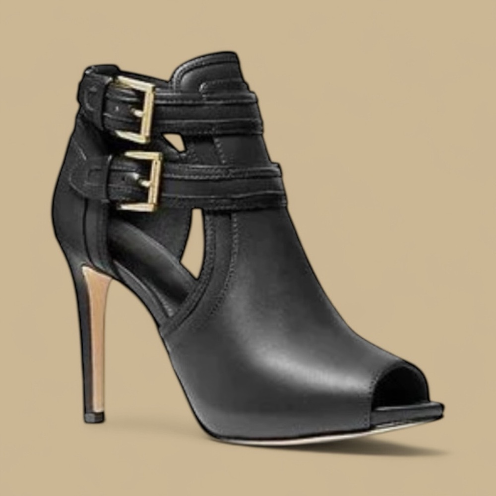 MICHAEL Michael Kors Blaze Black Peep-Toe Heeled Sandals